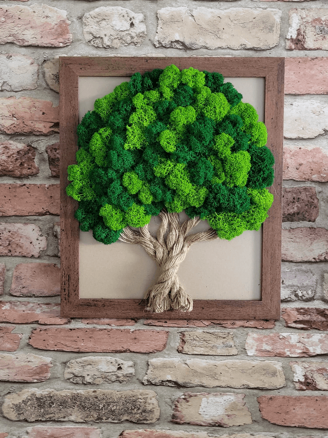 Moss Tree /dark wood frame/