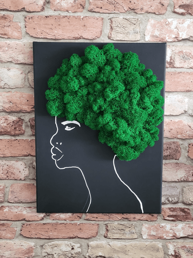 Moss Hair on Black Panel