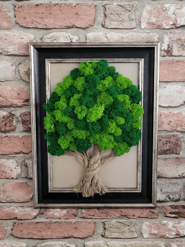 Moss Tree / Dark Green Moss and Dark Frame /